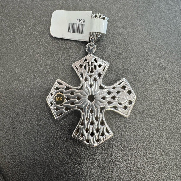 John Hardy Sterling Silver/ 18k Classic Chain Diamond Cross - Picture 5 of 10